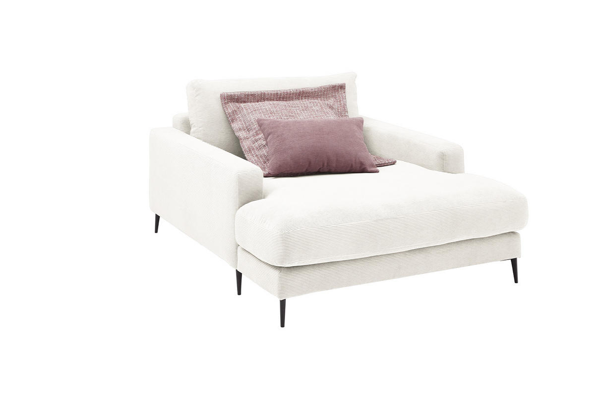 LONGSEAT CARA Weiß Cord - Schwarz/Weiß, Textil/Metall (132/84/170cm) - KAWOLA