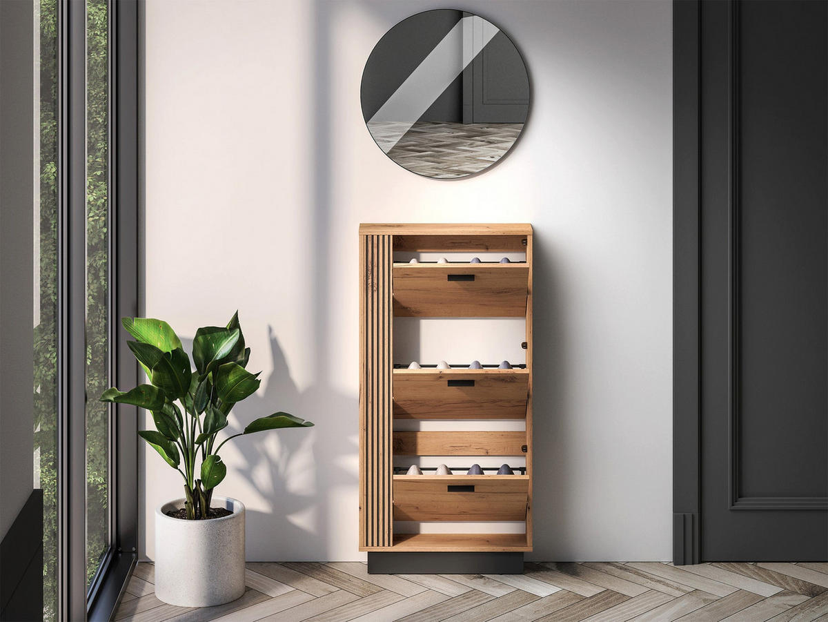 SCHUHSCHRANK Vasco Eiche 60 cm - Eichefarben, Holzwerkstoff (60/119.1/14.7cm) - Homebook