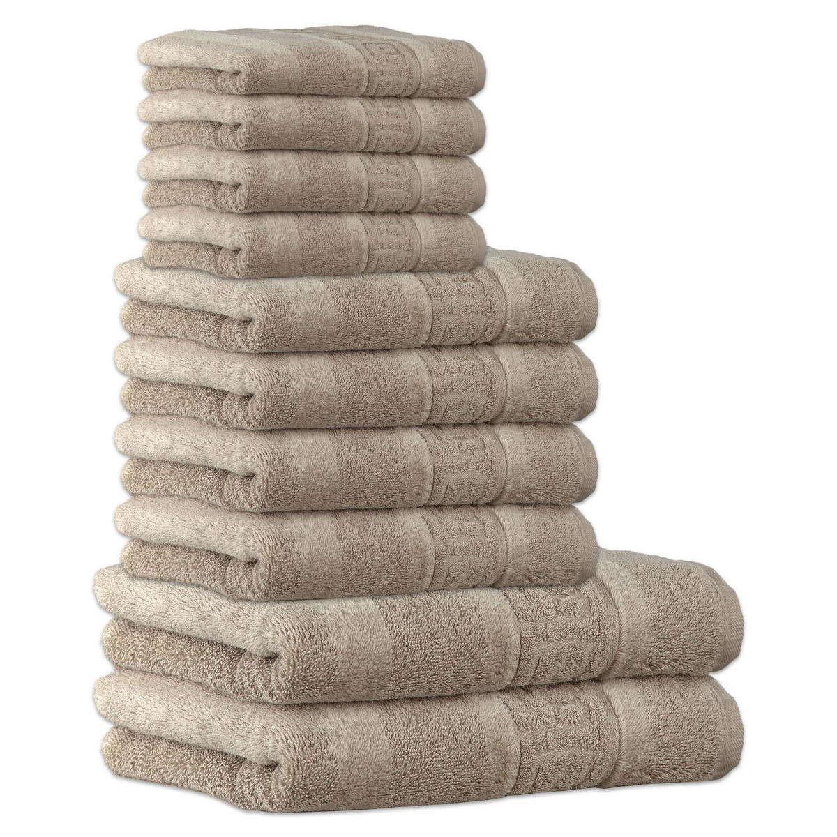 HANDTUCH-SET 10-teilig Beige 100% Baumwolle - Beige, Naturmaterialien (60/120cm) - Cawoe