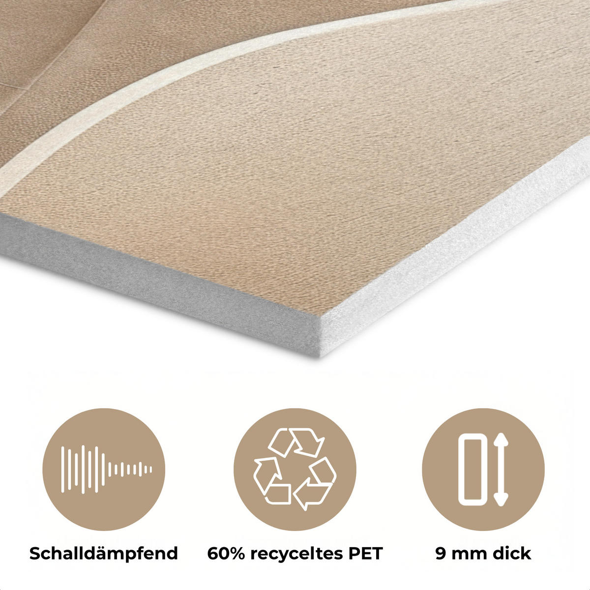 AKUSTIKPANEEL Beige - Natur - Abstrakt - Modern 60x80 cm - Beige, Textil (60/0.9/80cm) - MuchoWow