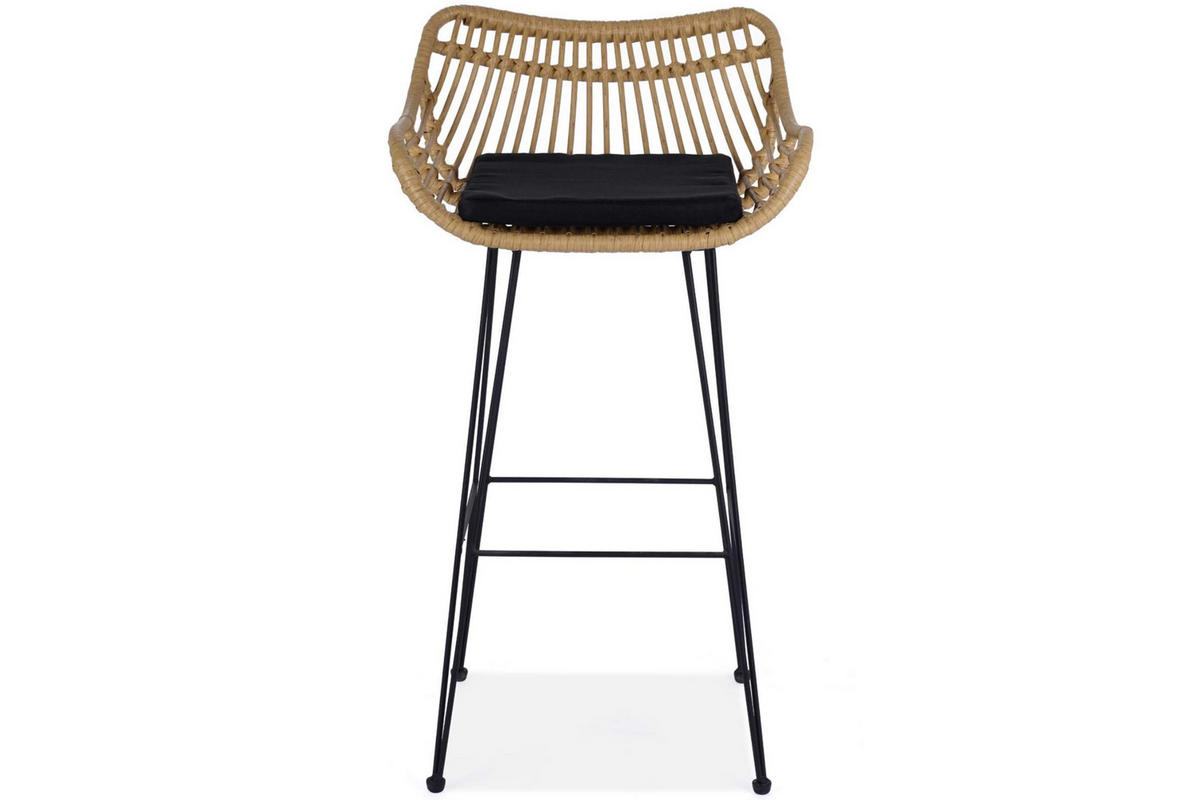 BARHOCKER BERIDIS Boho, schwarz/beige - Beige/Schwarz, Kunststoff (104/41/47cm) - KONSIMO®