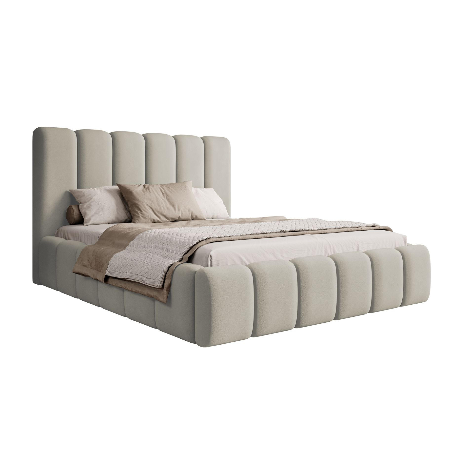 POLSTERBETT Biscottino Greige mit Samtbezug 180x200 cm - Taupe/Silberfarben, Textil (180/200cm) - Selsey