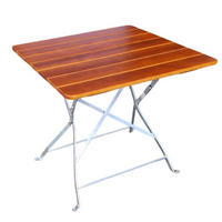 BIERGARTENTISCH BERGTAL 74x80x80cm Klappbar Eschenholz Silber/Braun 2 Peronen - Braun, Holz (80/80/74cm) - CHEFGASTRO