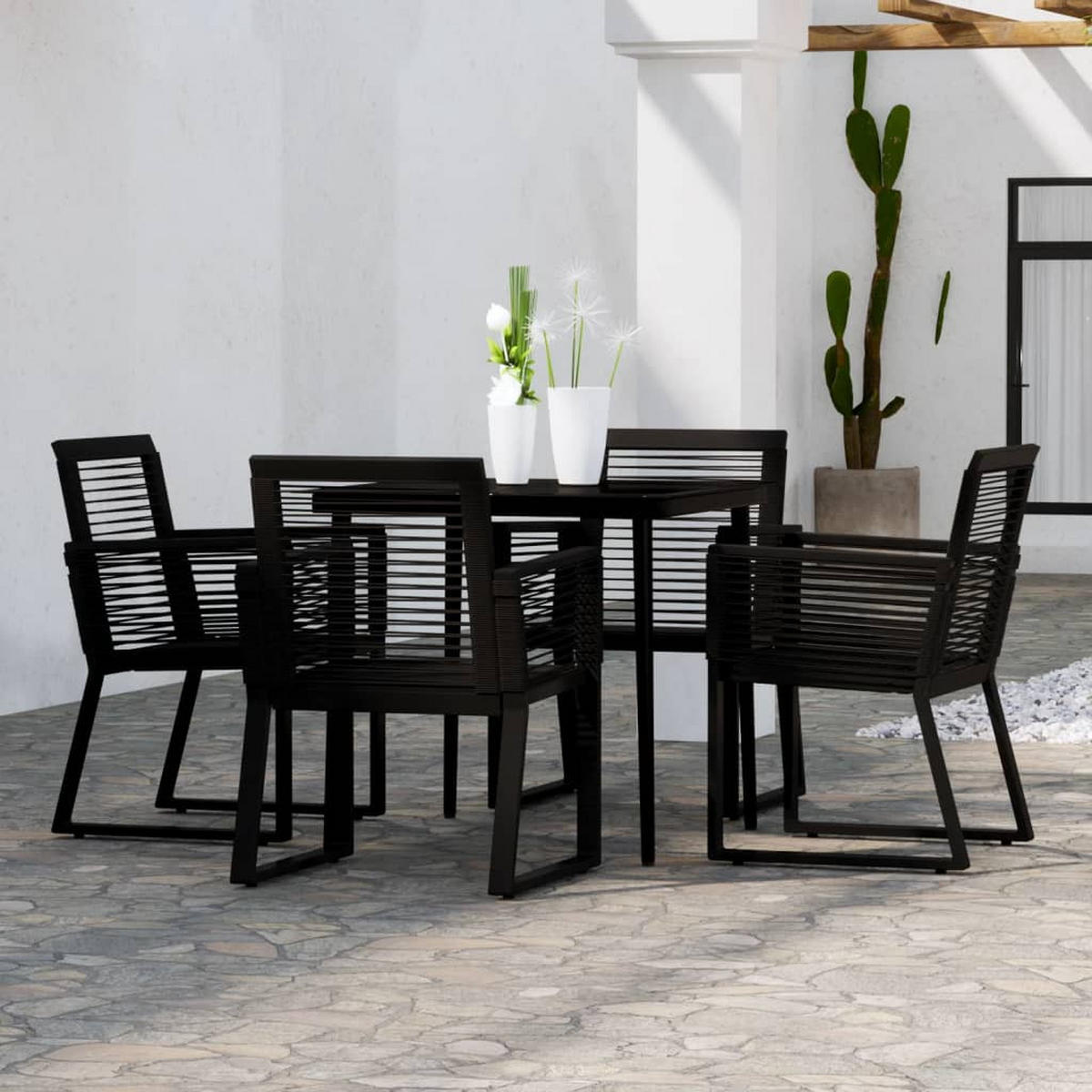 GARTEN-ESSGRUPPE 5Er Set Schwarz - Schwarz, Metall - vidaXL