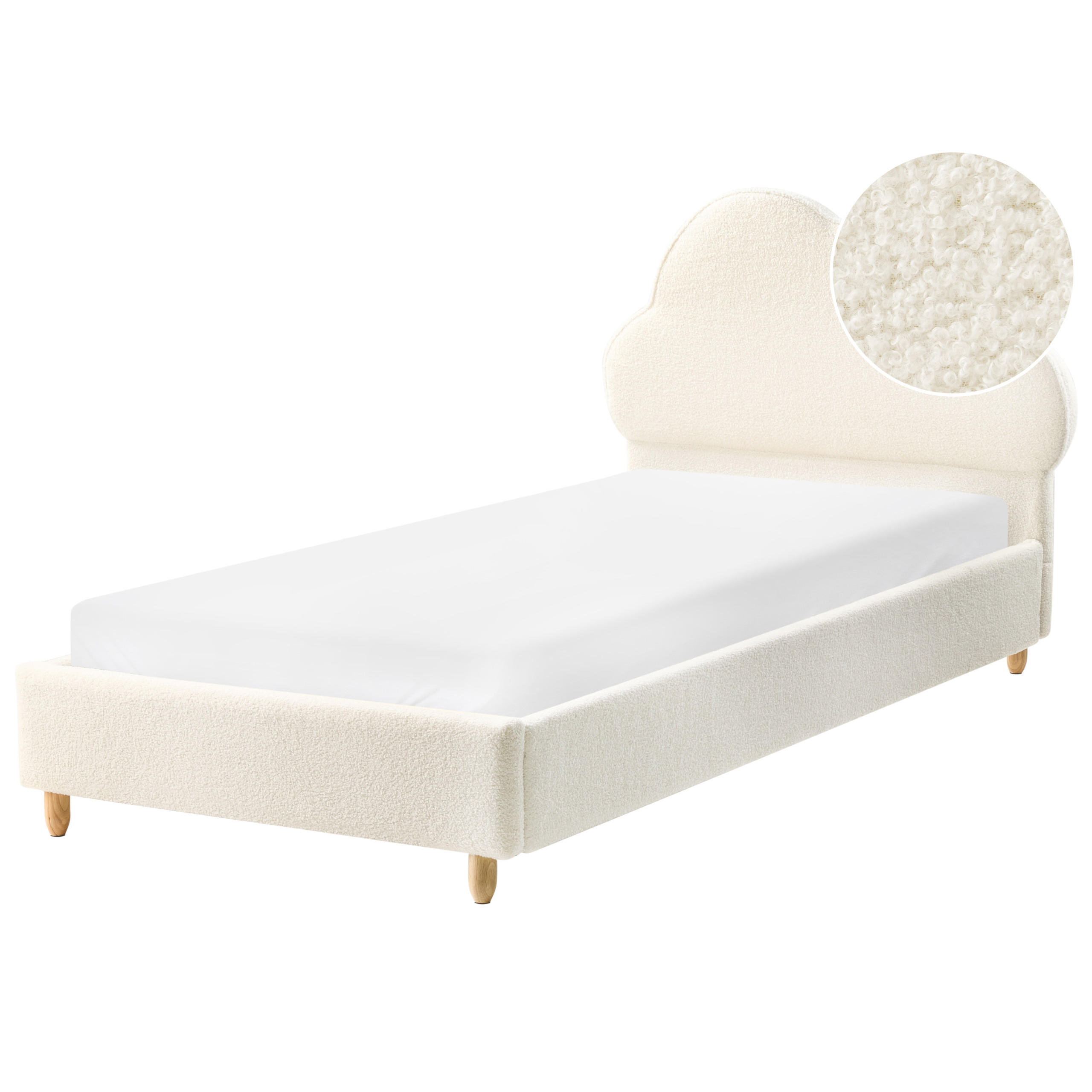 KINDERBETT 90/200 cm Cremeweiß Bellevue - Weiß/Braun, Textil (90/200cm) - Beliani