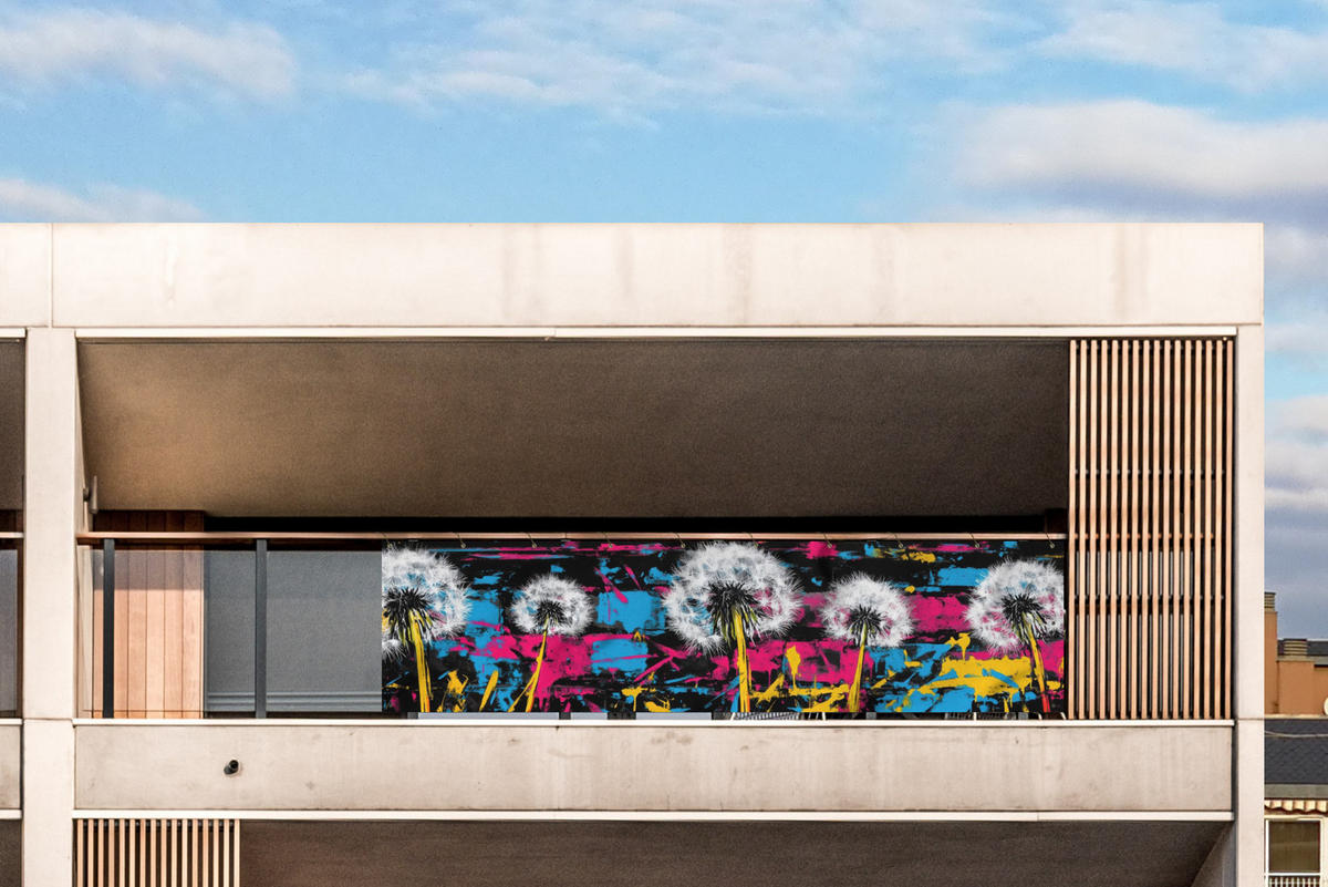 BALKON-SICHTSCHUTZ Straßenkunst - Bunt - Wand - Schwarz, Kunststoff (300/85cm) - MuchoWow