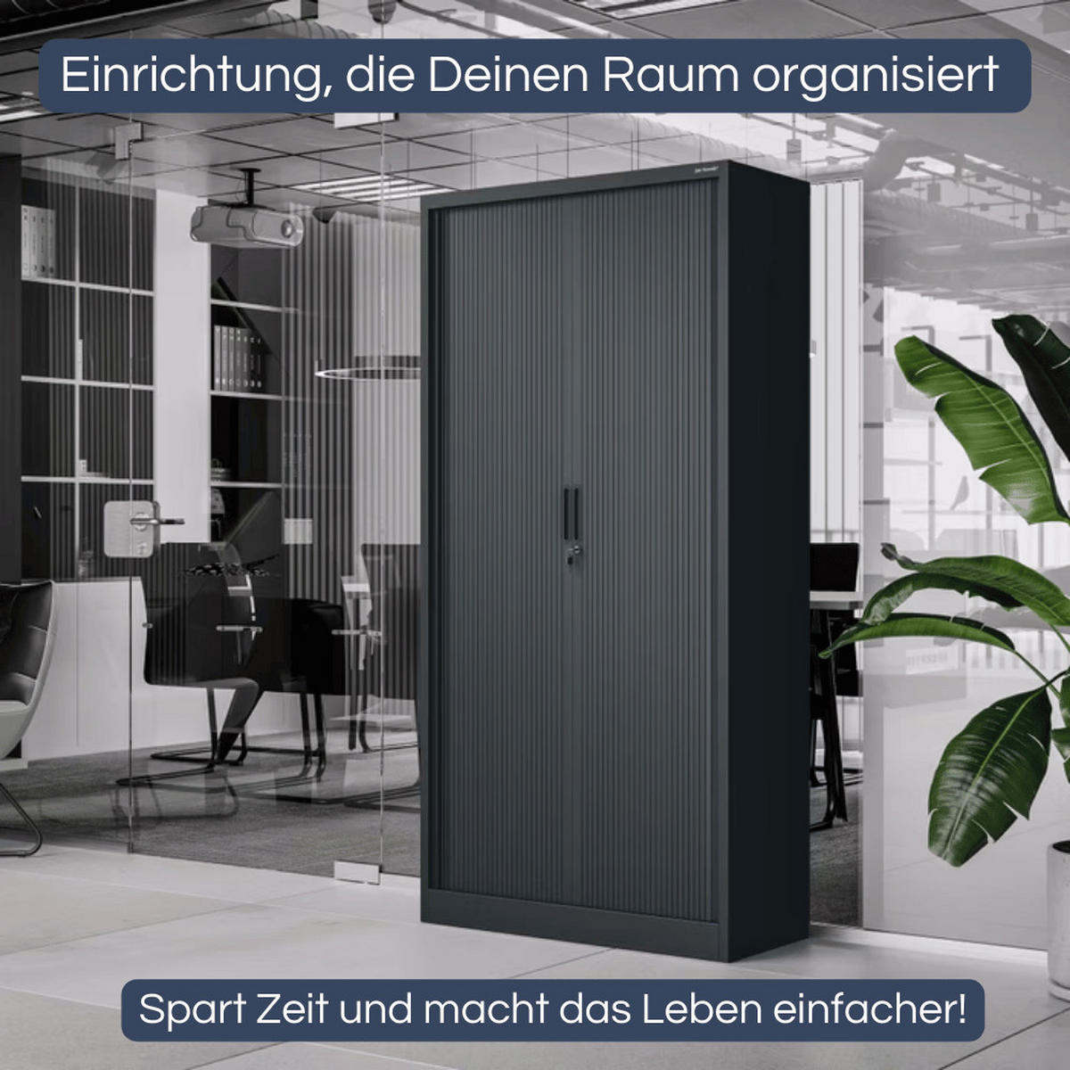 AKTENSCHRANK abschließbar KETI mit Rolladentüren 185x90x45cm Anthrazit - Anthrazit, Metall (90/185/45cm) - DELUKE