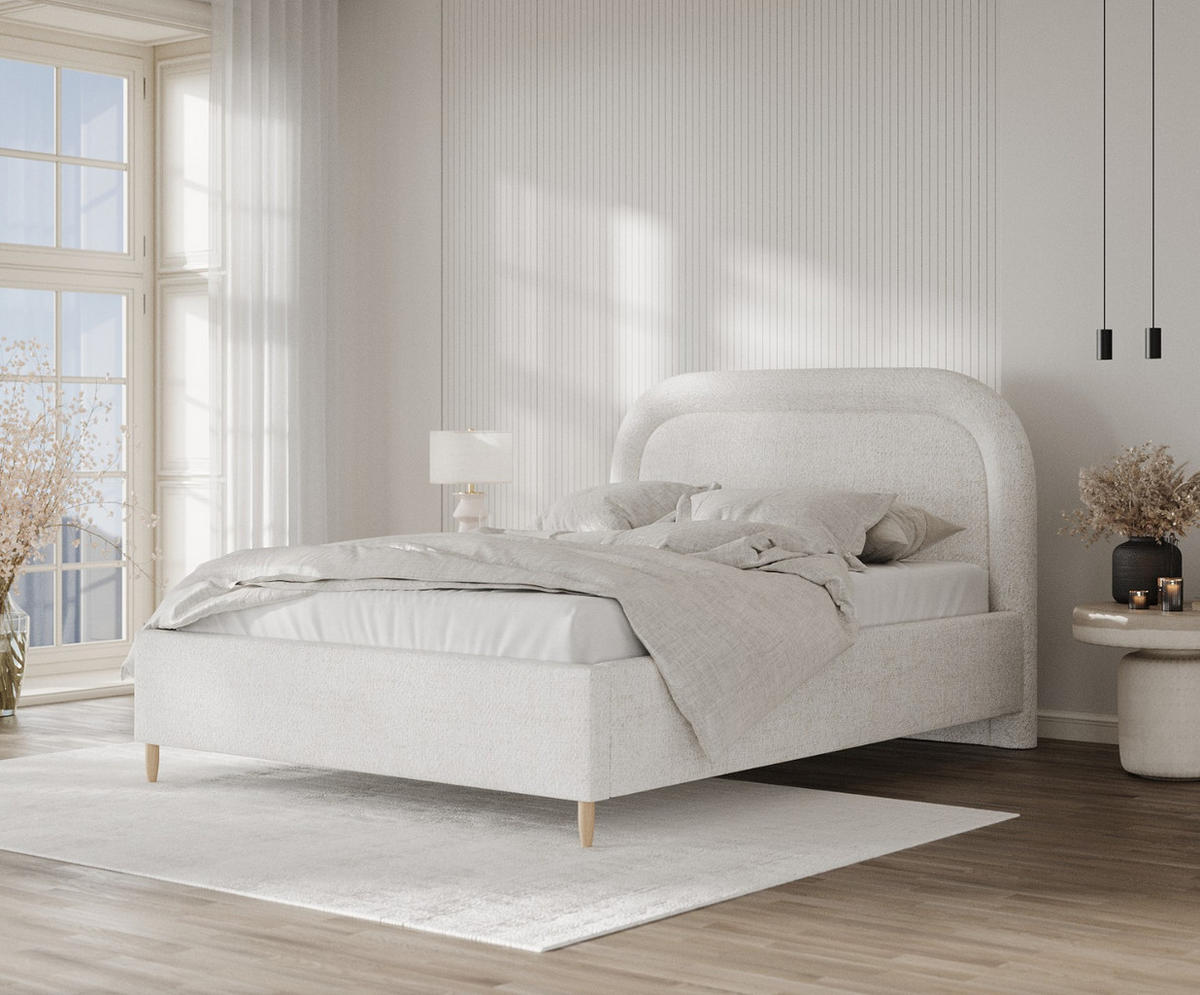 POLSTERBETT Zoya 140/200 cm Creme im Neve Stoff - Creme/Naturfarben, Holz/Holzwerkstoff (140/200cm) - AltaBeds