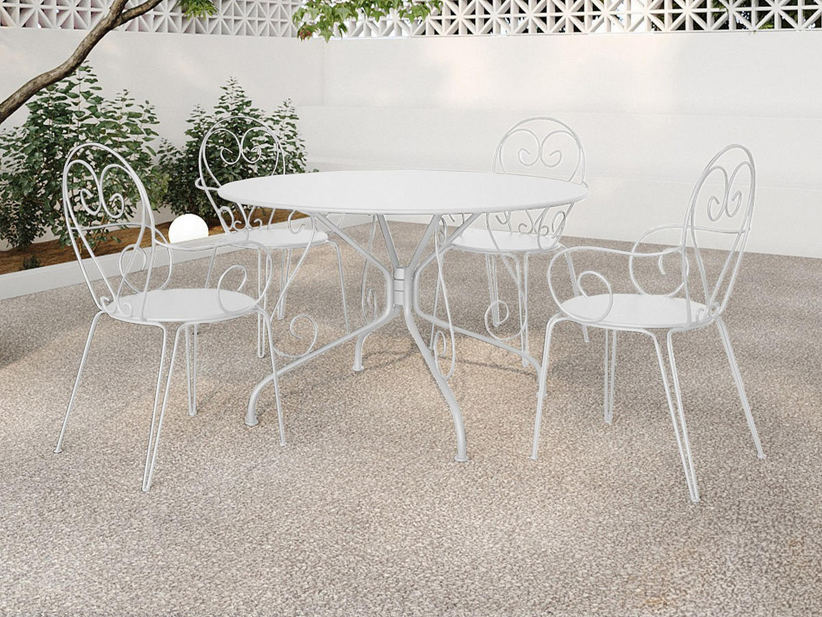 GARTENSTUHL - 48 cm x 52 cm - Metall - Weiß - GUERMANTES - Weiß, Metall (48/89/52cm) - Vente-Unique