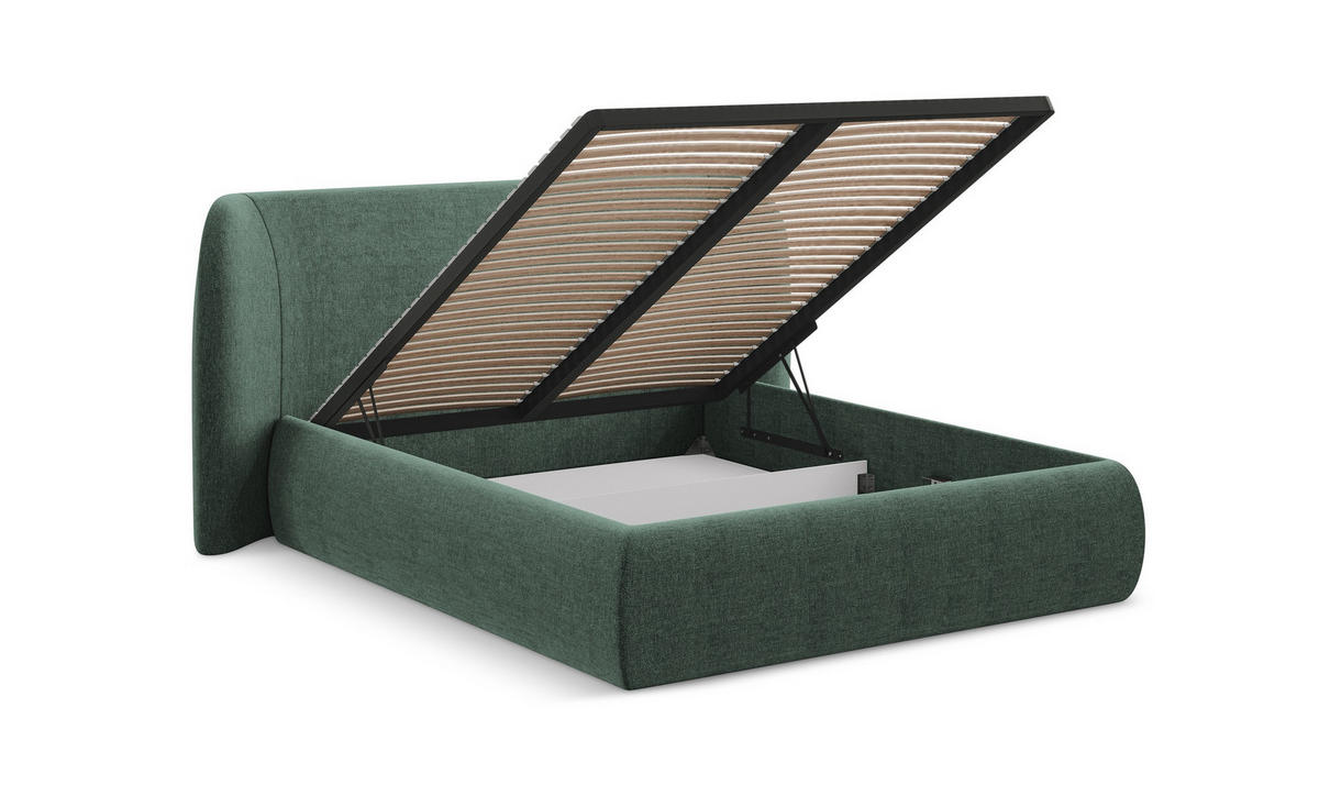 POLSTERBETT mit Bettkasten und Lattenrost 190x215 Violett - Lila/Flieder, Kunststoff/Textil (140/200cm) - Makamii