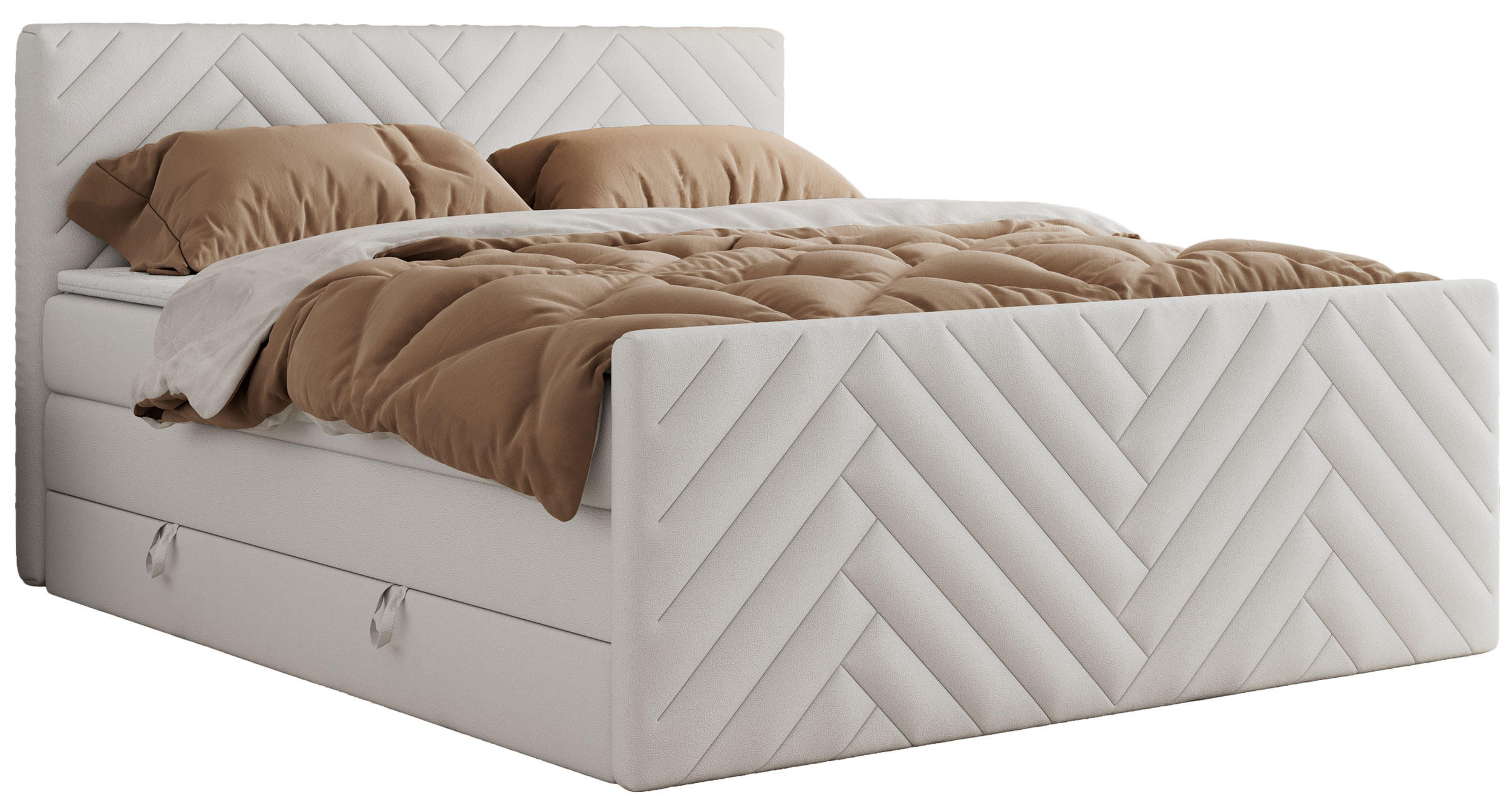 BOXSPRINGBETT PARIS KING DUO - 120/200 - Weiß Kunstleder - H3 - Weiß, Holz/Textil (120/200cm) - MKS