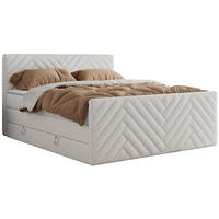 BOXSPRINGBETT PARIS KING DUO - 140/200 - Weiß Kunstleder - H3 - Weiß, Holz/Textil (140/200cm) - MKS