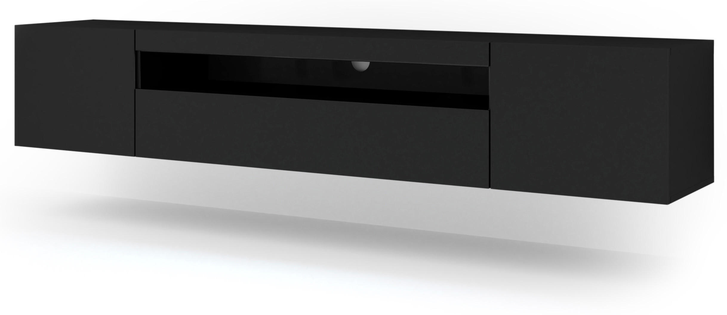 TV LOWBOARD Schwarz 200/42/37 - Schwarz, Holzwerkstoff (200/42/37cm) - RAUMHIRSCH FURNITURE