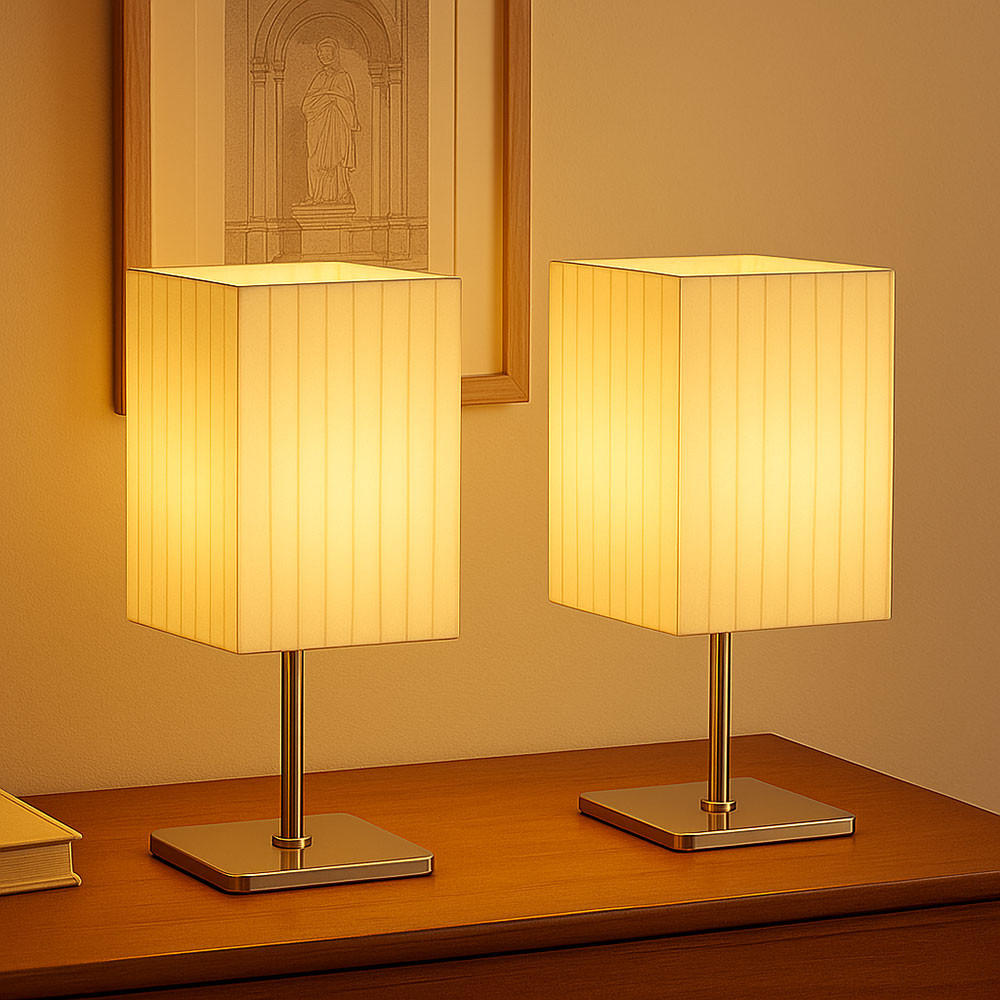 LED TISCHLEUCHTE Bailey Weiß Metall Textil 2er Set - Weiß, Metall (10/10/26cm) - Globo Lighting