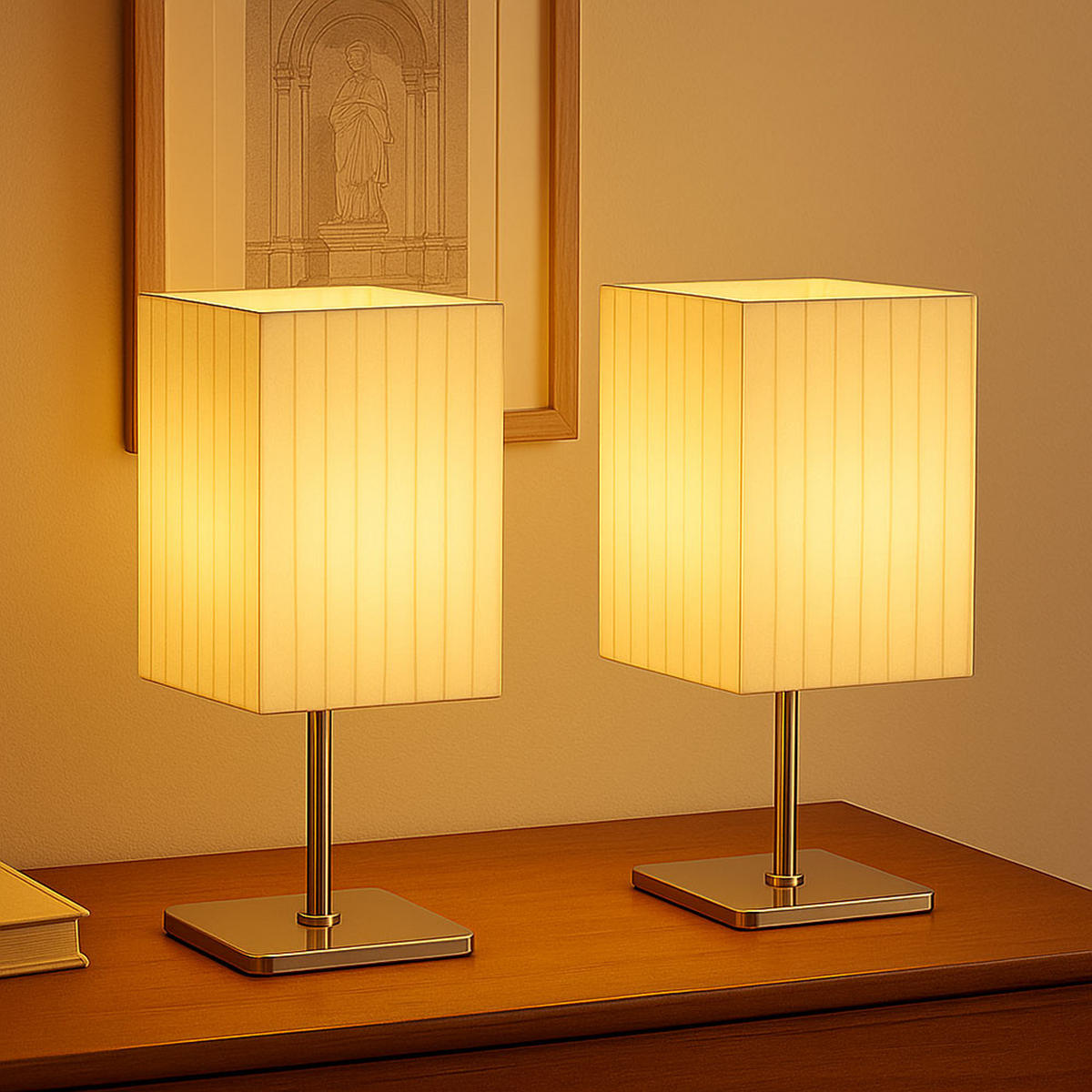 LED TISCHLEUCHTE Bailey Weiß Metall Textil 2er Set - Weiß, Metall (10/10/26cm) - Globo Lighting