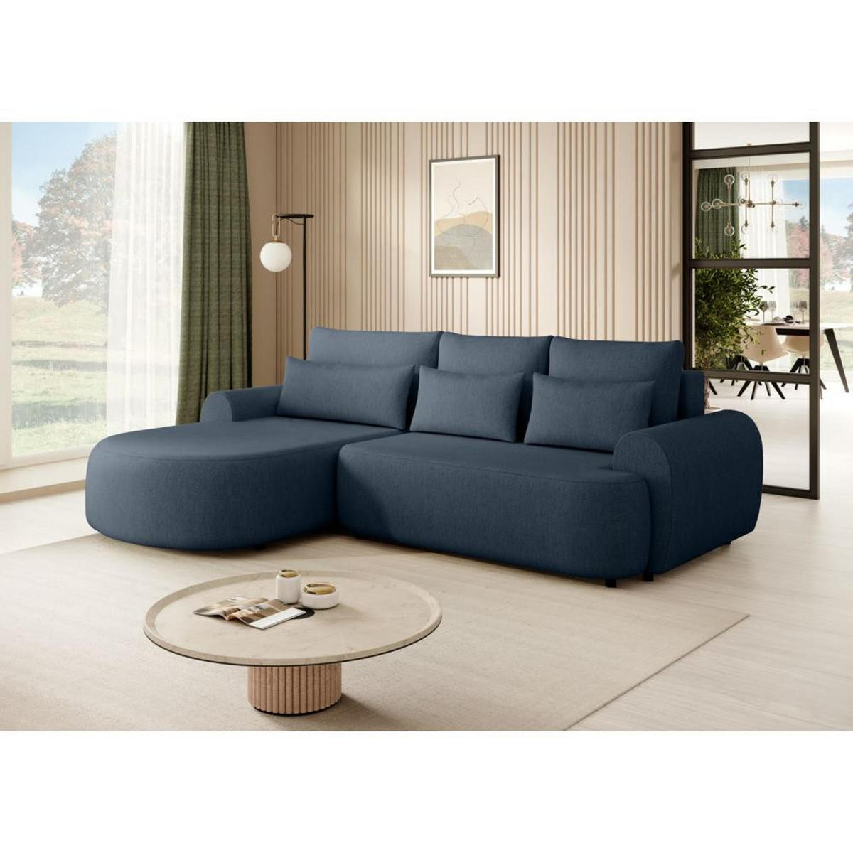 ECKSCHLAFSOFA Olivio L Dunkelblau - Schwarz/Dunkelblau, Kunststoff/Textil (266/170cm) - Beautysofa