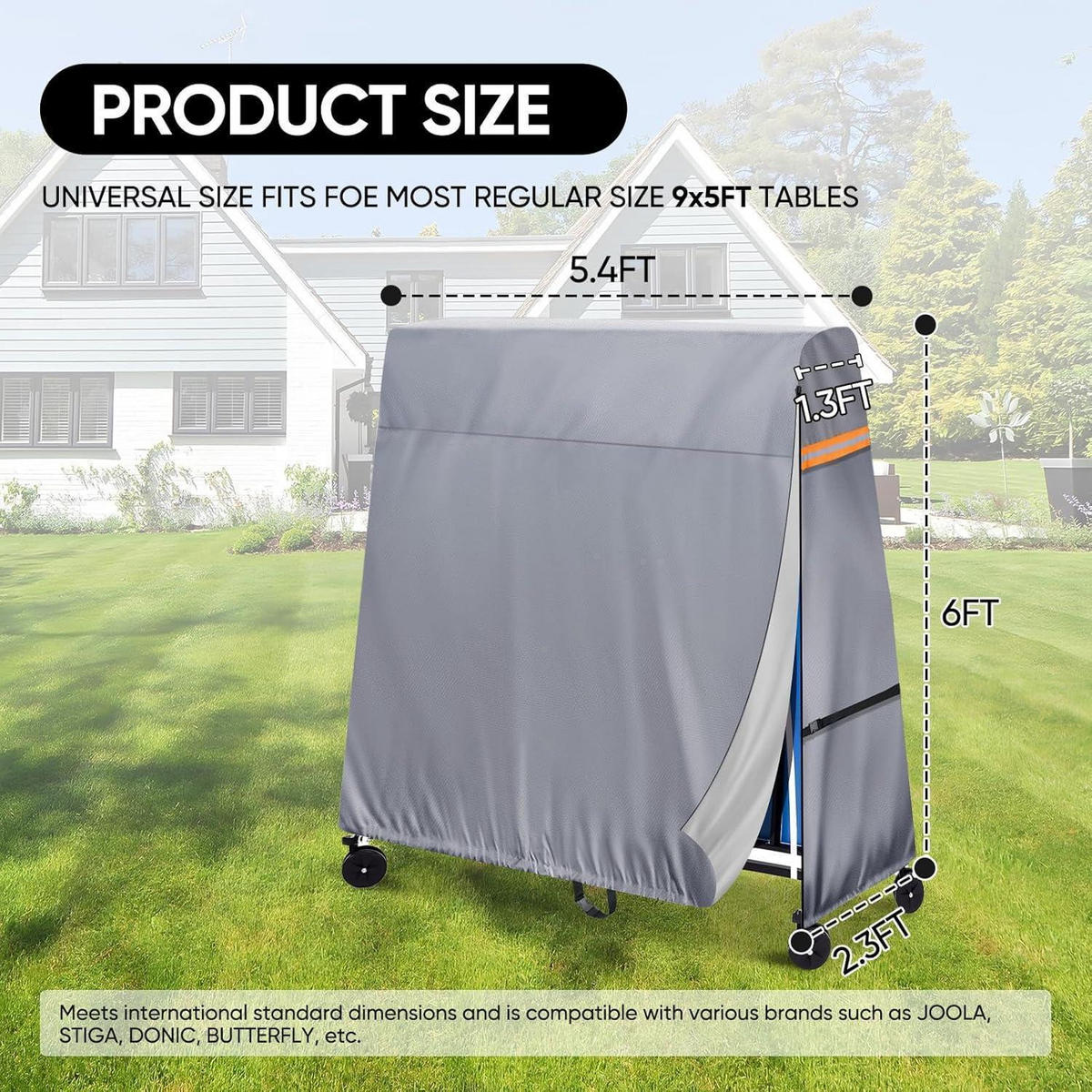 TISCHTENNISPLATTENABDECKUNG Grau 165 x 70 x 185 cm - Grau, Textil (70/185/185cm)