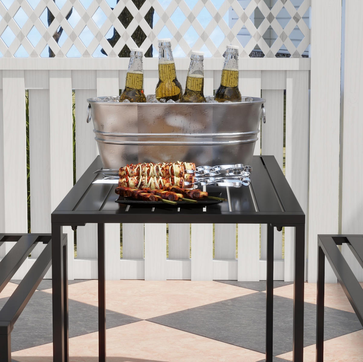 GARTENSET 110/55/70 cm Schwarz aus Metall 3er Set - Schwarz, Metall - OKMYHOME