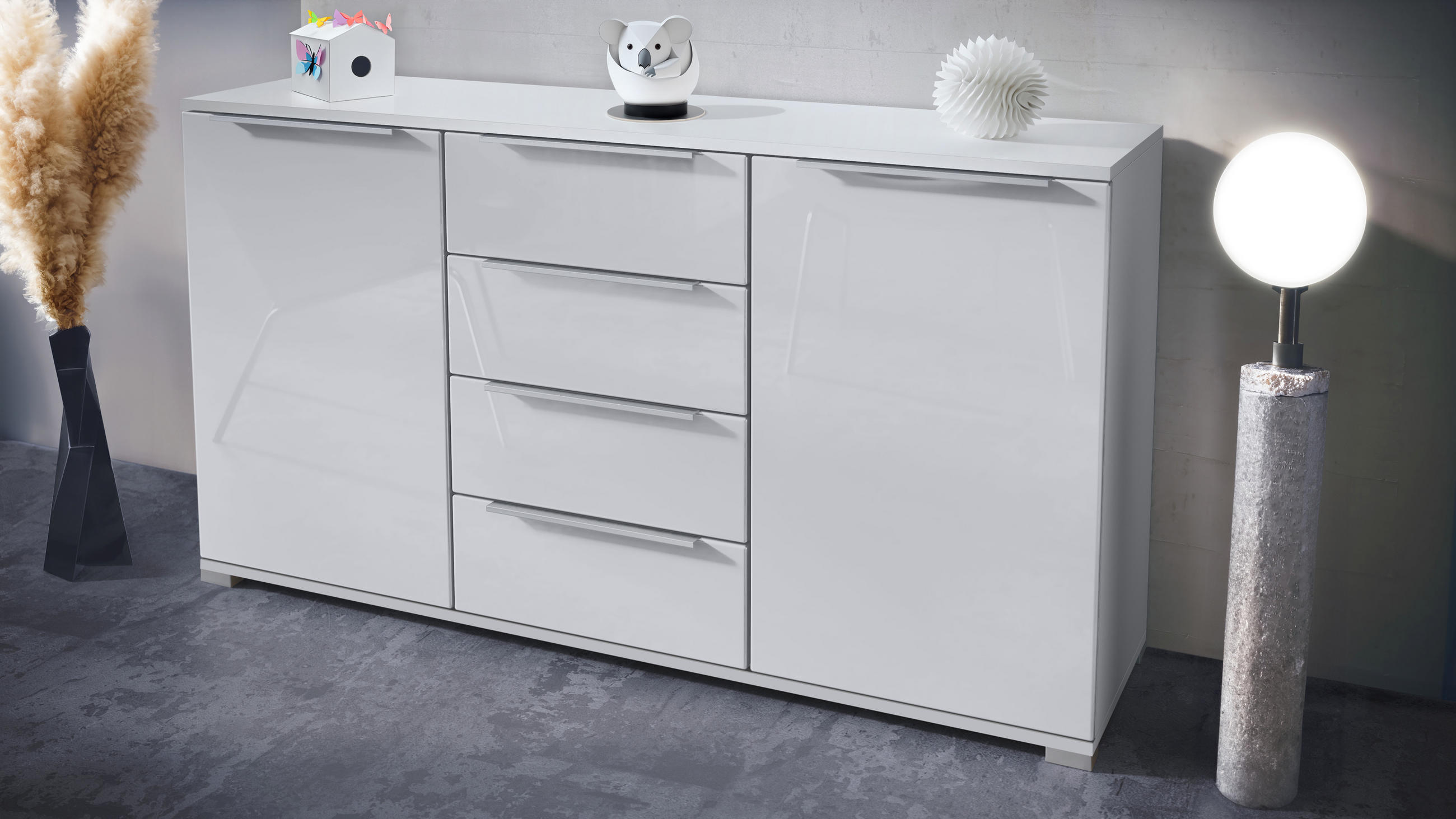 SIDEBOARD Linio Weiß Hochglanz - Weiß Hochglanz, Holzwerkstoff (138.5/75.5/35cm) - Vladon