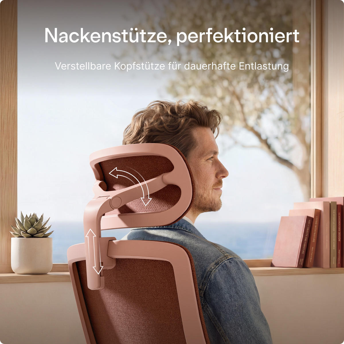 BÜROSTUHL Verstellbarer Ergonomischer SitOne Rosa 4-Dimensional Armlehne, Integrierte 4-Wege-Lendenwirbelstütze - Pink, Kunststoff (60/125/68cm) - Desktronic