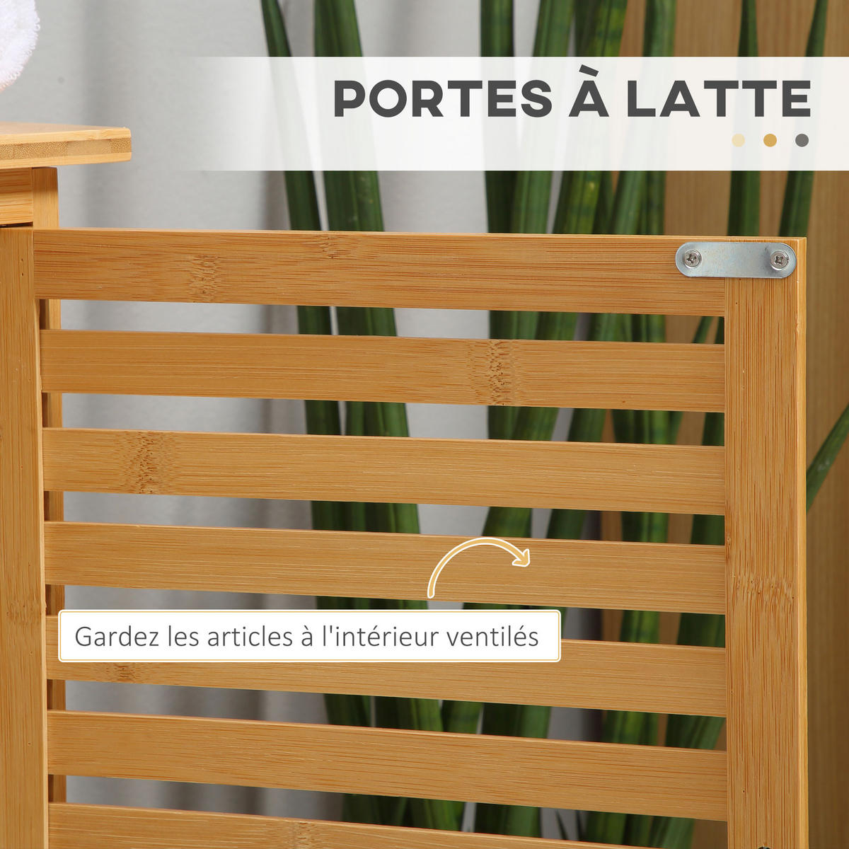 WASCHBECKENUNTERSCHRANK DE-15867 aus Bambus mit 2 Türen Natur - Naturfarben, Naturmaterialien (66/61.5/29cm) - ComfortXL