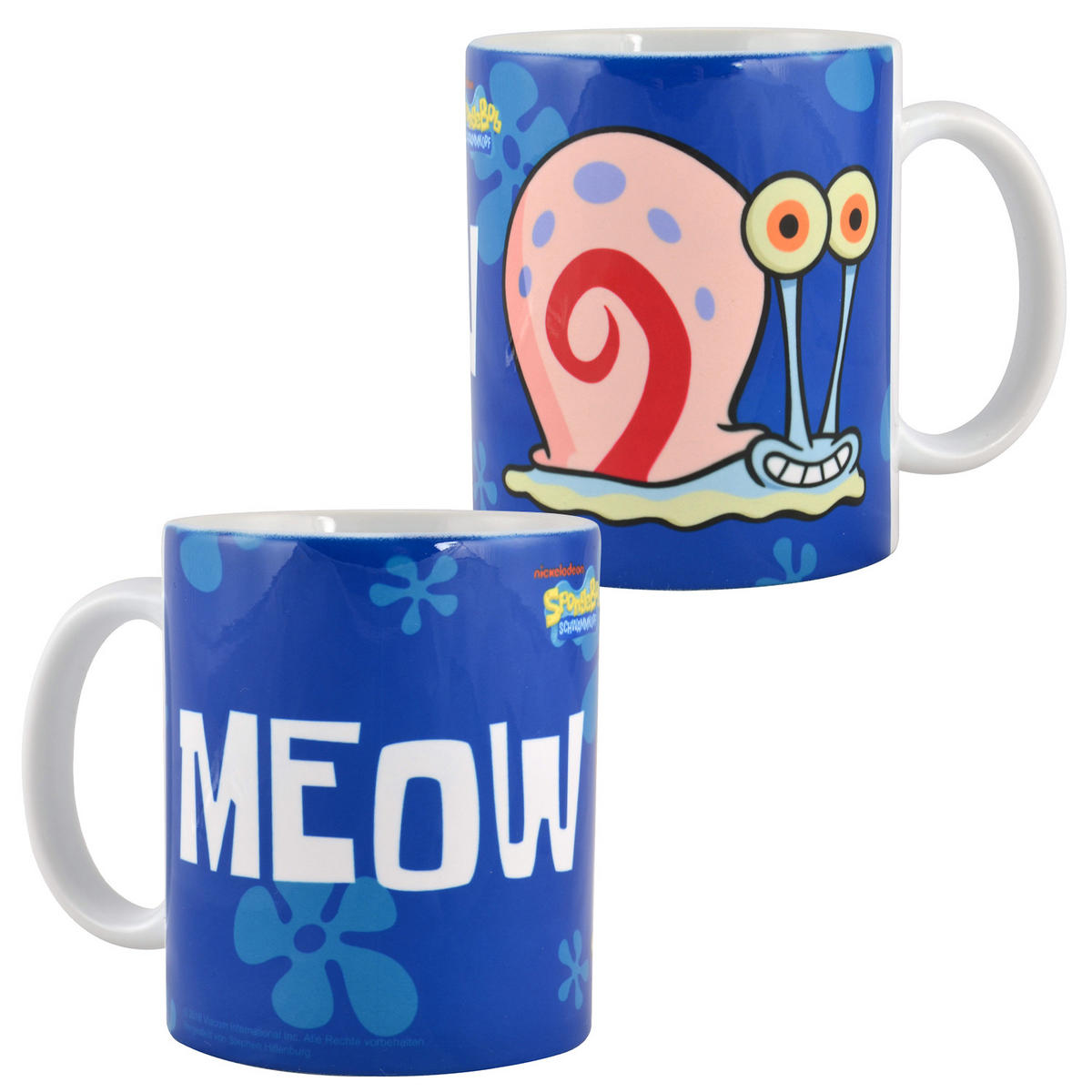 BECHER Spongebob Schwammkopf Gary Meow Blau 320 ml - Blau, Keramik (0.32L)