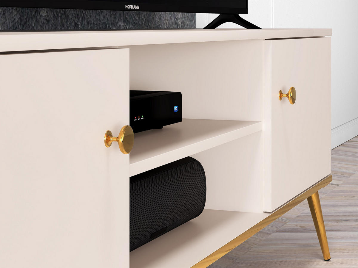 TV-LOWBOARD Selgin Greige 160 cm - Taupe/Goldfarben, Holzwerkstoff/Metall (160/53/39.7cm) - Selsey