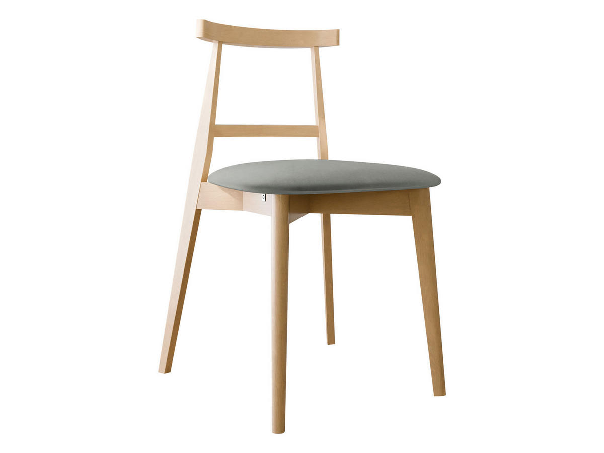 WOHNZIMMER STUHL KT71, Holzfarbe: Buche - Buchefarben/Grau, Holz/Textil (48/75/54cm) - MIRJAN24