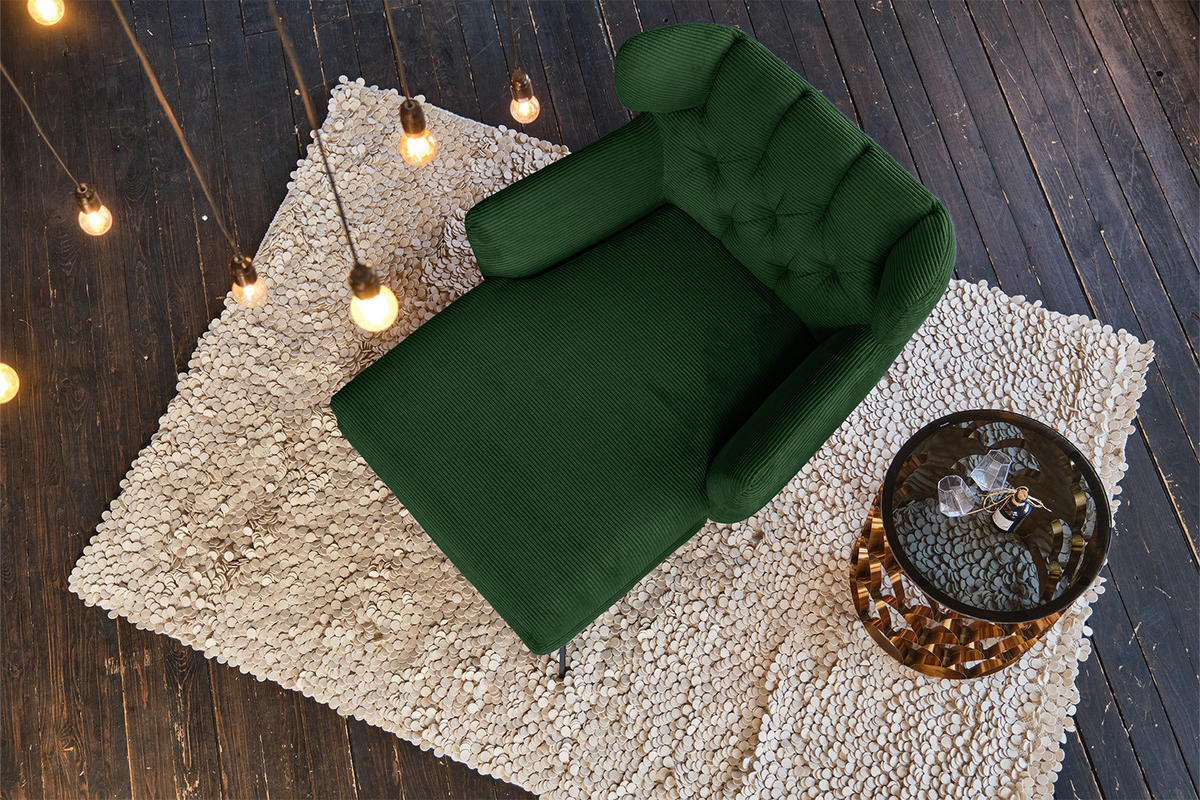 LONGSEAT CHAMRE Smaragdgrün Cord - Smaragdgrün/Schwarz, Textil/Metall (130/95/160cm) - KAWOLA