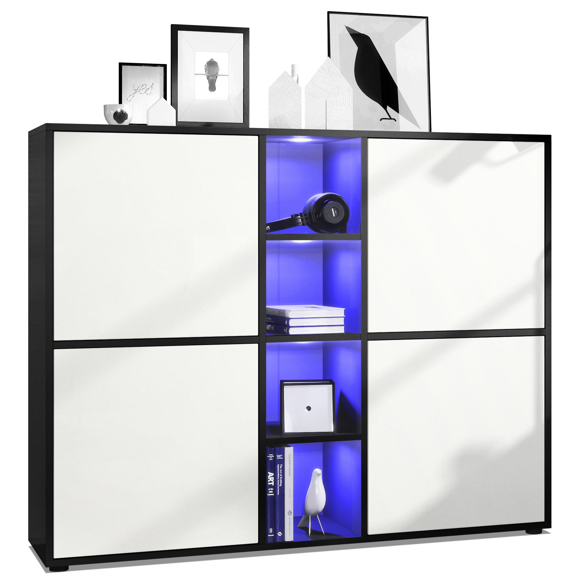 HIGHBOARD Cuba Türen in Weiß matt - Weiß, Holzwerkstoff (130.5/105.5/35.5cm) - Vladon