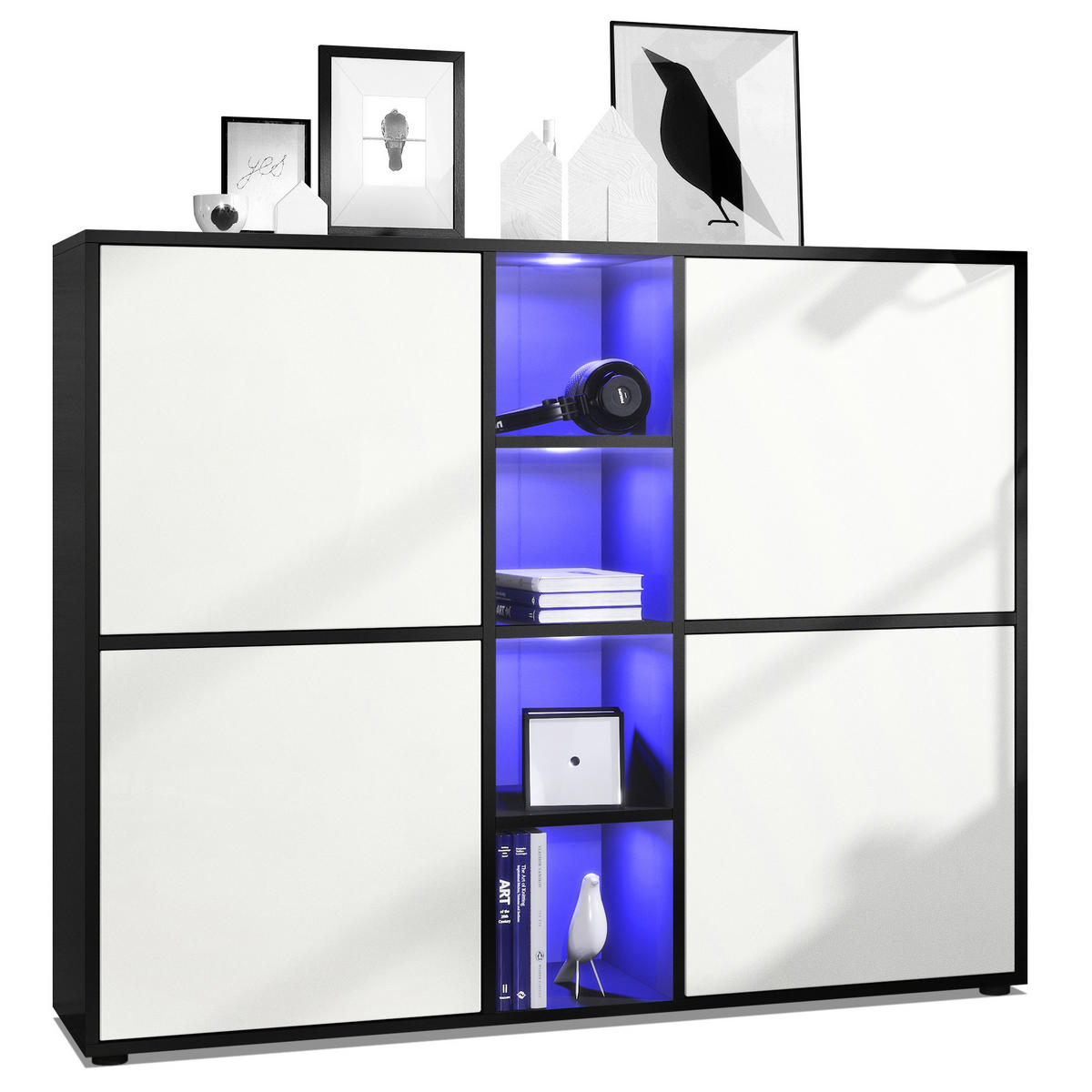 HIGHBOARD Cuba Türen in Weiß matt - Weiß, Holzwerkstoff (130.5/105.5/35.5cm) - Vladon
