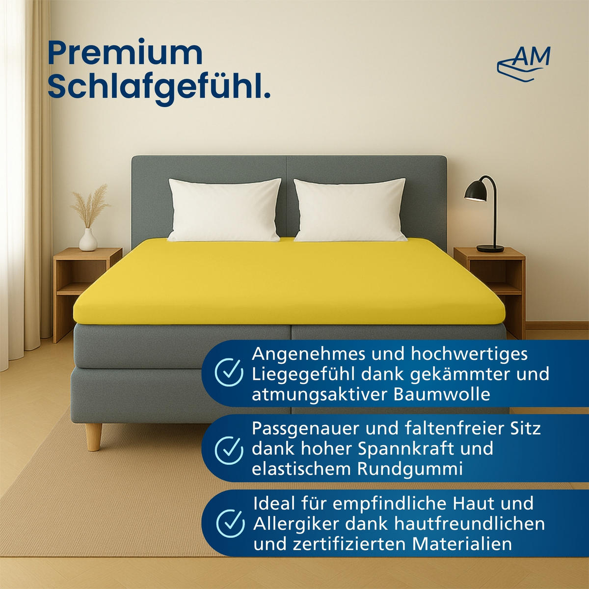 SPANNBETTLAKEN TOPPER 140/190/12 cm Gelb - Gelb, Textil (140/190cm) - AM Qualitätsmatratzen