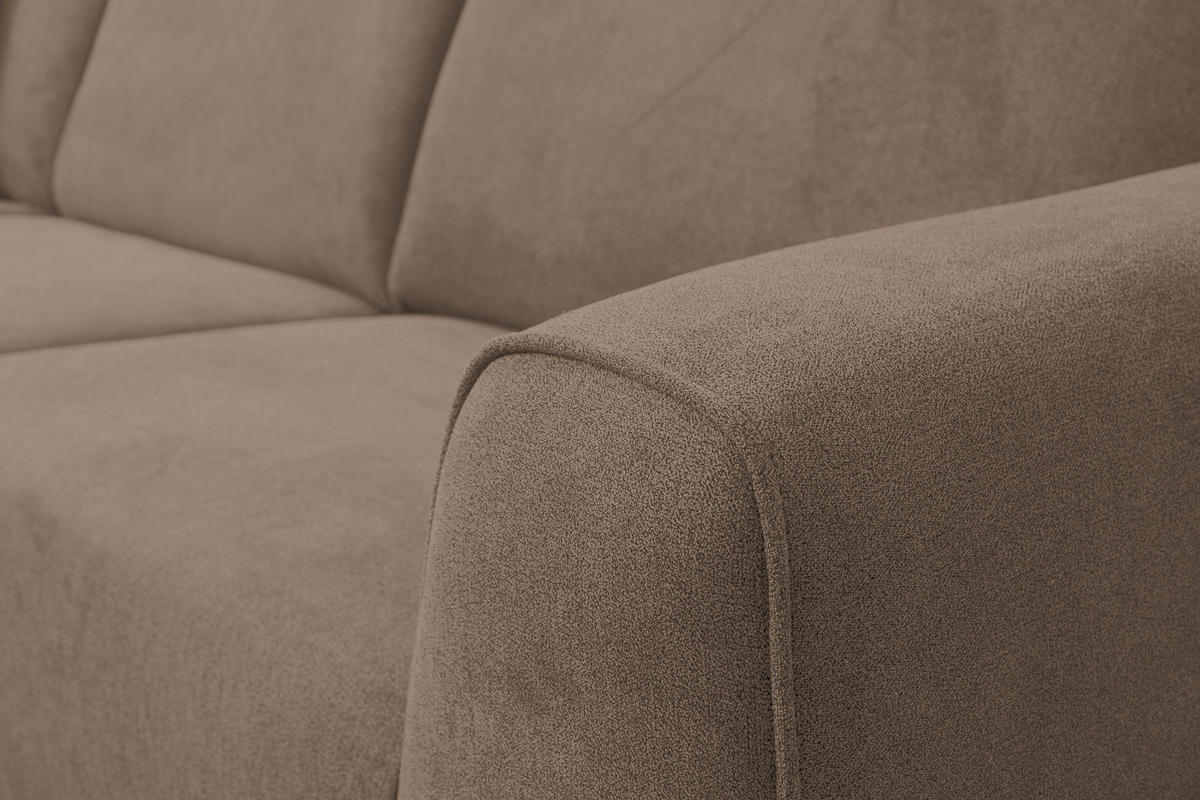 ECKSOFA Mula in L-Form, Coach Farbe: Braun, Velourstoff, Ottomane Links - Braun, Textil (210/274cm) - VENASI MÖBEL