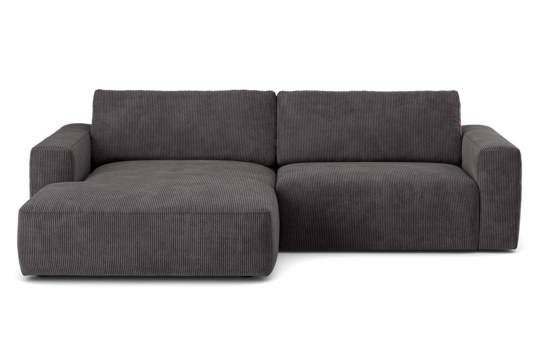 ECKSOFA mit Cord-Stoff - Anthrazit/Schwarz, Holz/Kunststoff (288/175cm) - Cotta