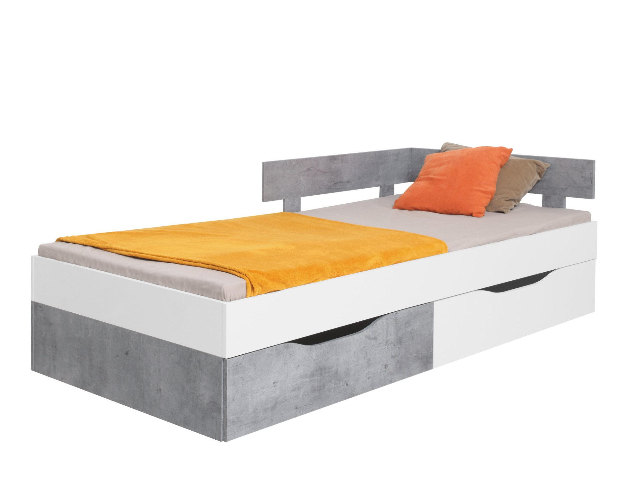 JUGENDBETT SIMON 16 120/200 Weiß/Grau - Weiß/Grau, Holzwerkstoff (120/200cm) - Deine Möbel 24