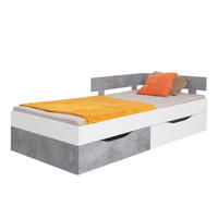 JUGENDBETT SIMON 16 120/200 Weiß/Grau - Weiß/Grau, Holzwerkstoff (120/200cm) - Deine Möbel 24