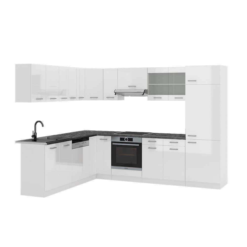 ECKKÜCHE R-Line Weiß Hochglanz/Weiß 227 x 287 cm, AP Anthrazit - Weiß Hochglanz/Weiß, Holzwerkstoff (287/81.6/60cm) - Vicco
