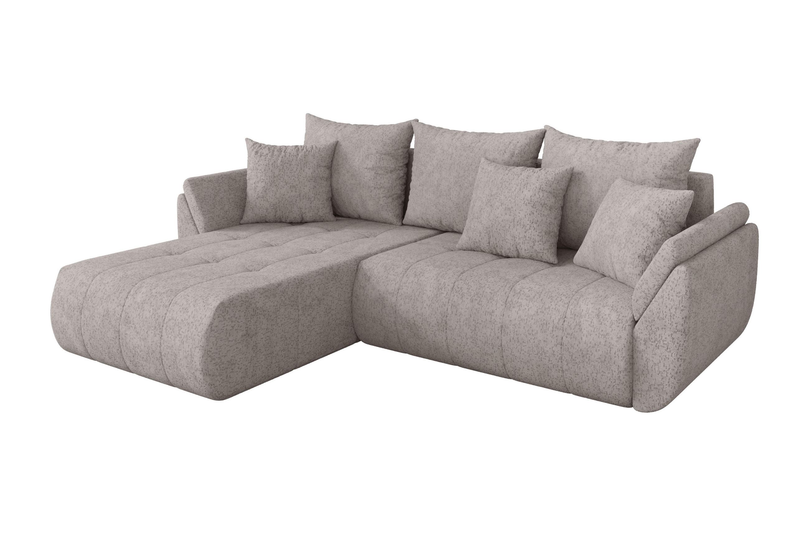 ROHOVÁ SEDAČKA s funkcí spaní, otoman vlevo TOKO-L 277x194x86 světle šedá velur - černá/světle šedá, kompozitní dřevo/textil (277/194cm) - ALTDECOR