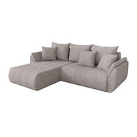 ROHOVÁ SEDAČKA s funkcí spaní, otoman vlevo TOKO-L 277x194x86 světle šedá velur - černá/světle šedá, kompozitní dřevo/textil (277/194cm) - ALTDECOR