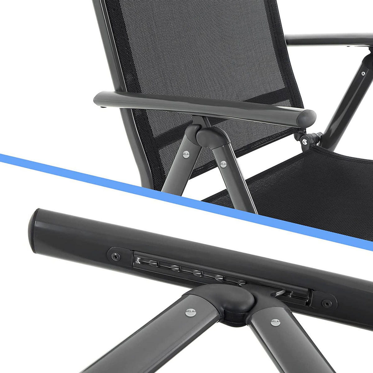 GARTENSTUHL KLAPPSTUHL 2ER-SET - Schwarz, Metall (70/106/56cm) - Hansiro