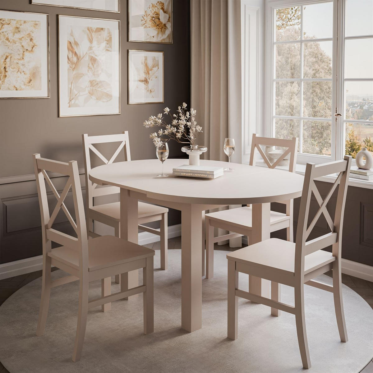 ESSZIMMER Set OLEA KASCHMIR Tisch + 4 Stühle - Kaschmir, Holzwerkstoff (140/77/100cm) - Lookway