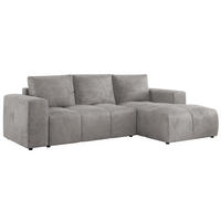 ECKSOFA MONIVA Hellgrau Velvet - Rechts - Hellgrau/Schwarz, Textil (266/164cm) - MKS