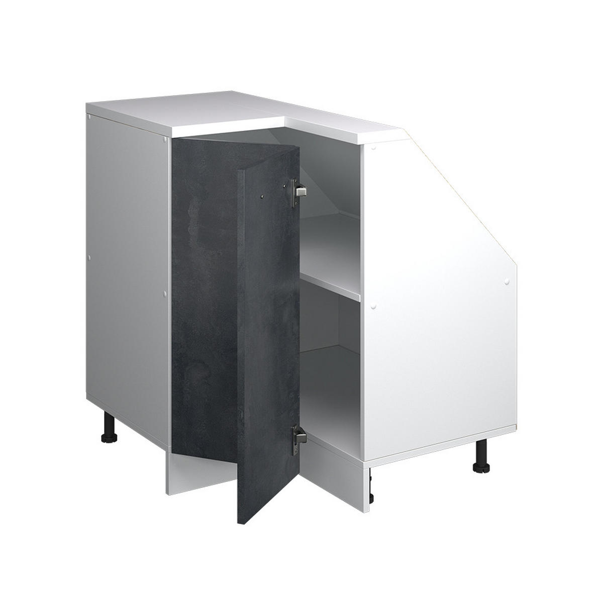 DACHSCHRÄGENSCHRANK ECKSCHRANK Rion Schwarz Beton/Weiß 75.6 x 81.6 cm mit 1 Tür - Schwarz/Weiß, Holzwerkstoff (75.6/81.6/75.6cm) - Vicco