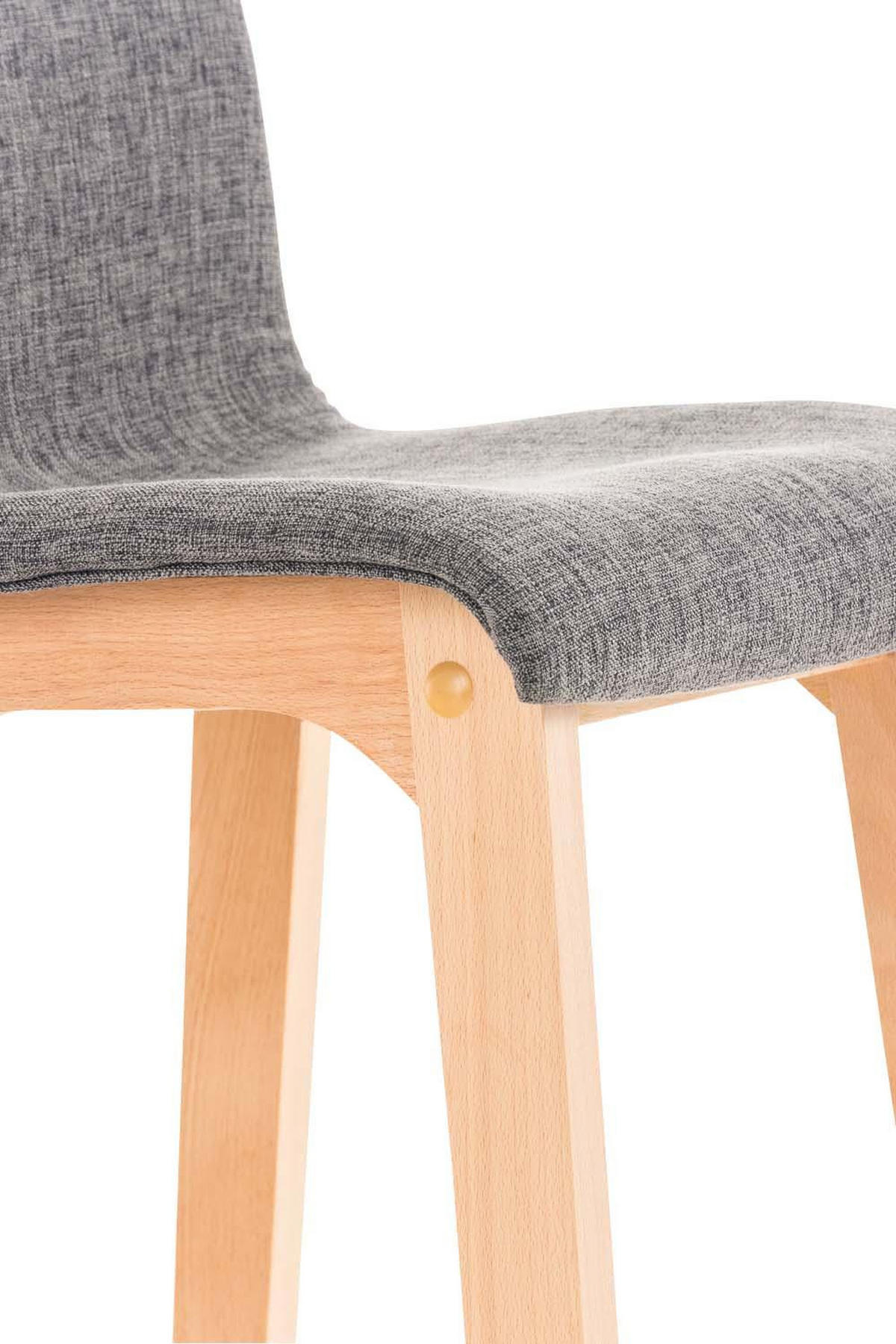 BARHOCKER Stoff hellgrau - Eukalyptusholzfarben/Hellgrau, Holz/Textil (41/101/46cm) - CLP