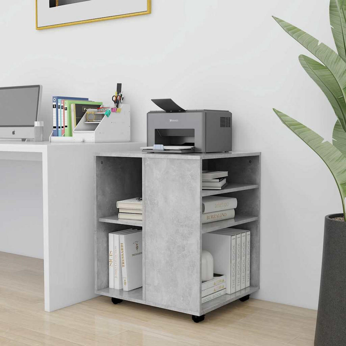 ROLLSCHRANK Betongrau 60/53/72 Cm Holzwerkstoff - Grau, Holzwerkstoff (53/72/60cm) - vidaXL