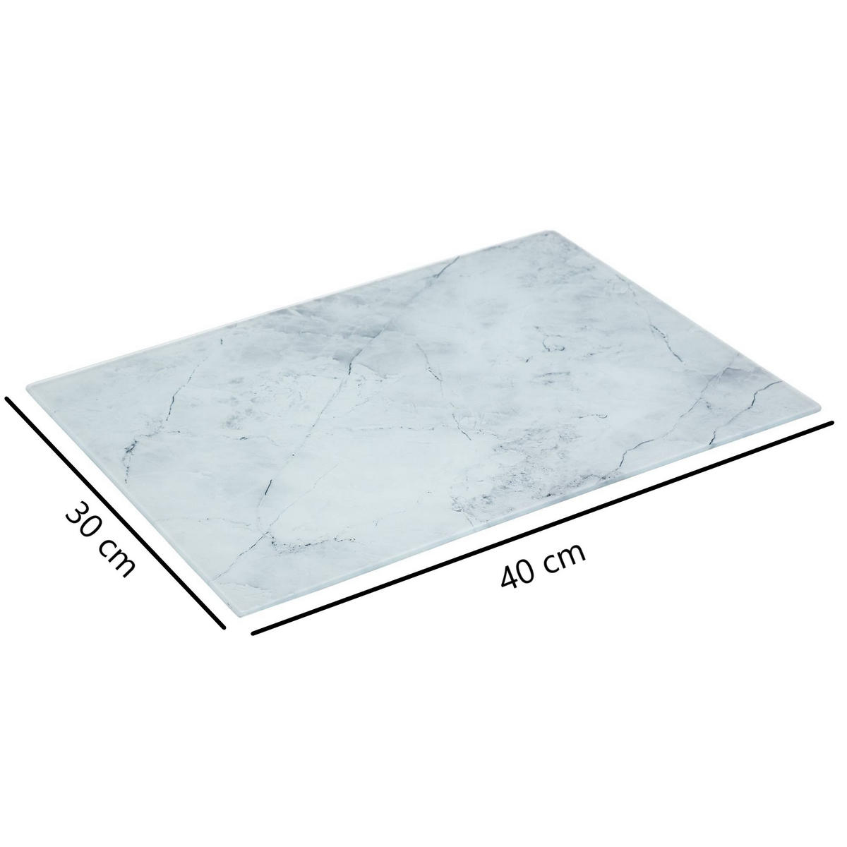 SCHNEIDEBRETT aus Glas mit Marmor-Muster 40/30/0,5 cm - Weiß, Glas (30/40cm) - 5five Simply Smart