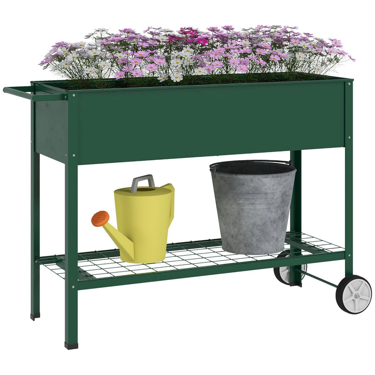 HOCHBEET, Grün, Metall, Kunststoff - Grün, Metall (44/80/109cm) - Outsunny