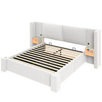 POLSTERBETT 180x200cm mit hydraulischer Staufunktion, Beige- Leinen - Beige, Textil (180/200cm) - KOMHTOM