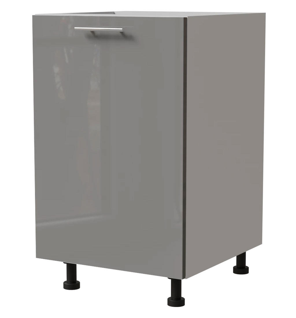 KÜCHENUNTERSCHRANK Essen D1D/50 Grau Hochglanz / Weiß Matt 50 / 50 / 82cm - Weiß/Grau, Holz/Holzwerkstoff (50/82/50cm) - Feldmann-Wohnen