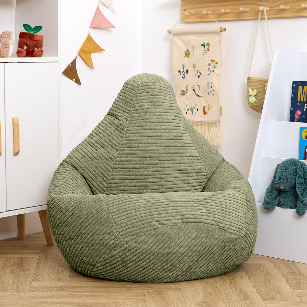 SITZSACK für Kinder Sessel aus Cord 2-tlg. - Salbeigrün, Textil (69/59/65cm) - icon